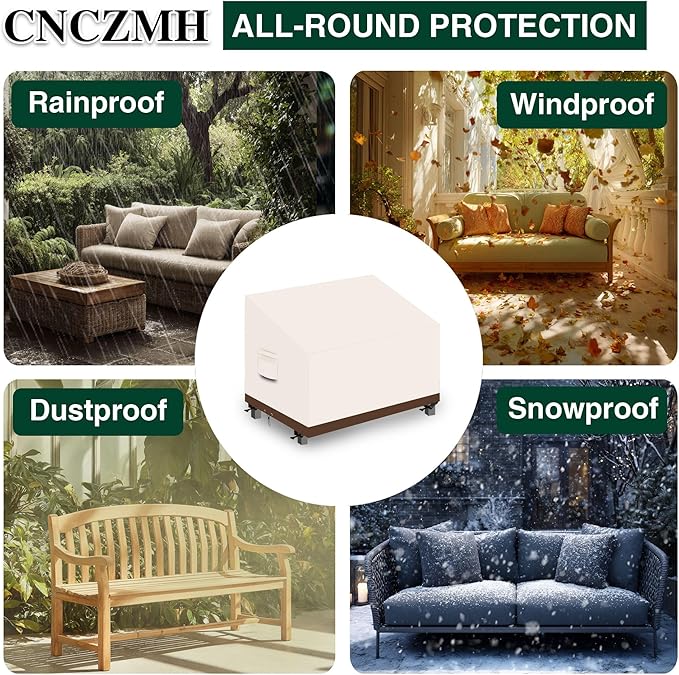 Heavy Duty Patio Sofa Covers Waterproof, Outdoor 3-Seater Couch Cover Waterproof, 600D Outdoor 2-Seater Loveseat Furniture Covers with Air Vent Handle 58''W x 32.5''D x 24''H/ 31''H Beige Brown