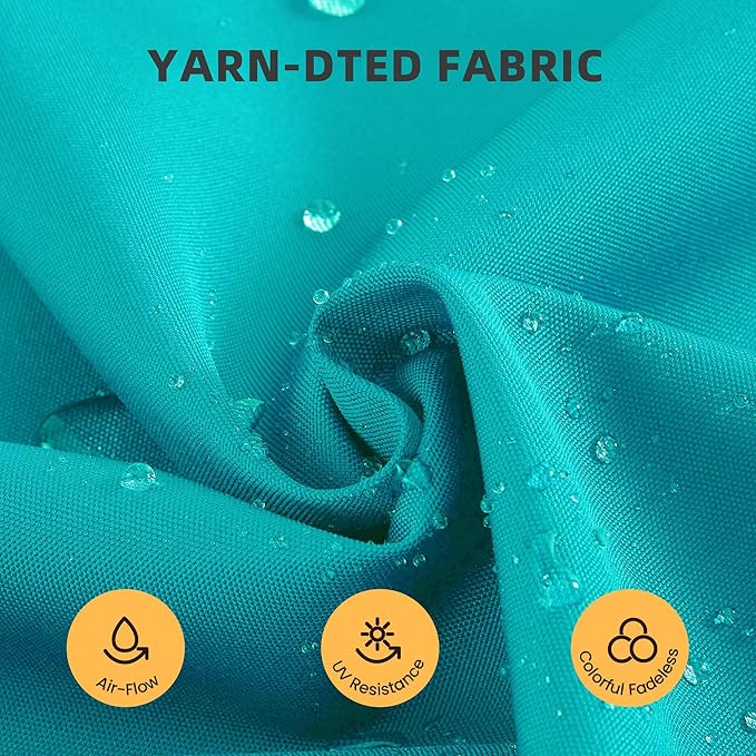 9 X 12 FT Cantilever Patio Umbrella with Led Lights and Base Included Outdoor Heavy Duty Double Top Rectangle Offset Umbrellas with 360-degree Rotation for Pool Deck Backyard, Turquoise