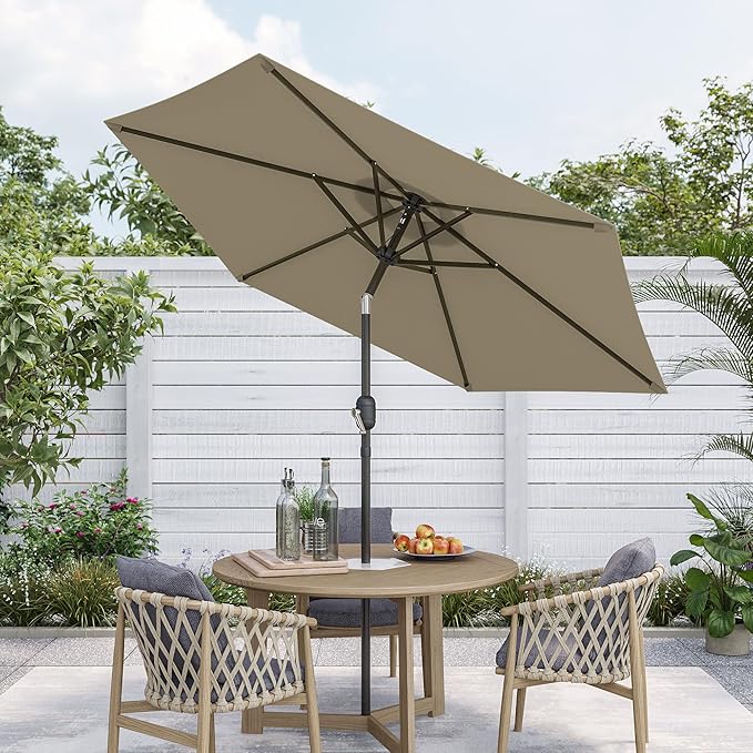 7.5ft Outdoor Umbrella Patio Umbrella,2-Year-Non-Fading,Table Market Patio Umbrella with Push Button Tilt and Crank,for Pool, Deck, Garden,Backyard