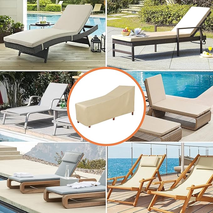 Patio Chaise Lounge Cover, Waterproof Lounge Chair Covers, Heavy Duty Patio Furniture Covers for Outside, Pool, Lounge Chair, Lawn Bench Furniture 76Lx28Wx30H inch