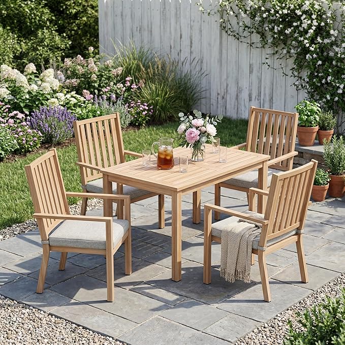 RoyalCraft Aluminum Outdoor Patio Chairs Set of 4, Outdoor Chairs with Waterproof Cushions, Outdoor Dining Chairs with Armrests, Metal Patio Furniture Set for Porch, Balcony, Deck, Backyard, Brown