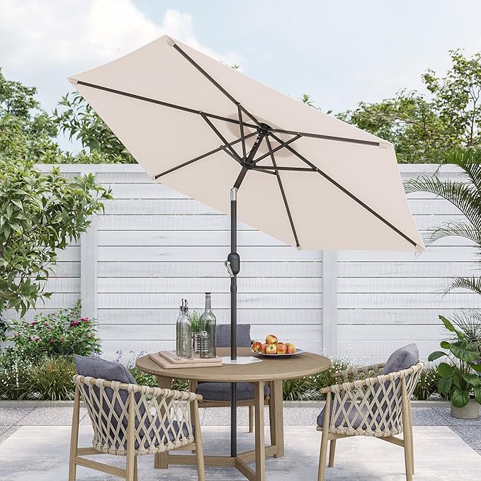 7.5ft Outdoor Umbrella Patio Umbrella,2-Year-Non-Fading,Table Market Patio Umbrella with Push Button Tilt and Crank,for Pool, Deck, Garden,Backyard