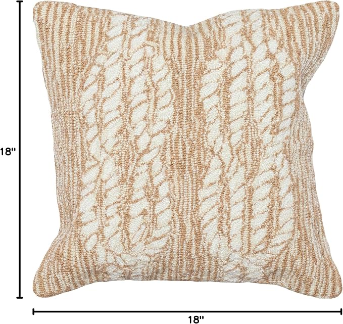 Liora Manne Frontporch Indoor/Outdoor Pillow, 18" Square, Ropes Neutral