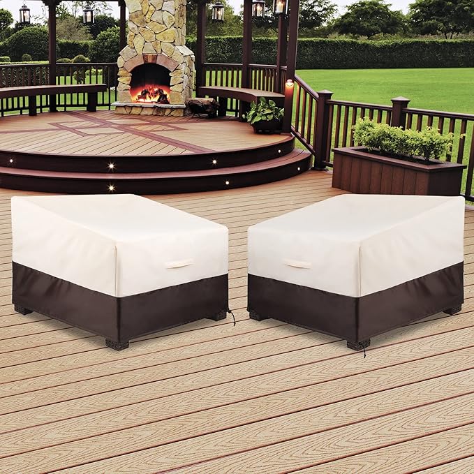 Outdoor Chair Covers 2 Pack, ALSTER Patio Chair Covers(35" L x 40" W x 33" H), Upgraded Oxford Durable and Waterproof Beige Furniture Covers for Lounge Deep Seat, Rain Snow Dust Wind-Proof
