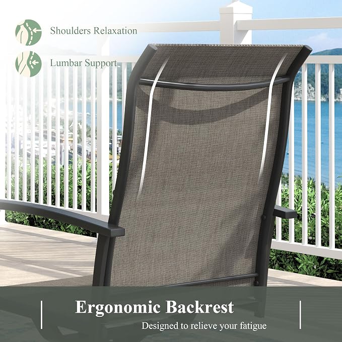 7 Pieces Patio Dining Set with Patio Umbrella, Outdoor Furniture of 59.2" Rectangular Patio Table and Patio Swivel Chairs for Backyard Lawn Garden, Black Table and Mixed Brown Chairs