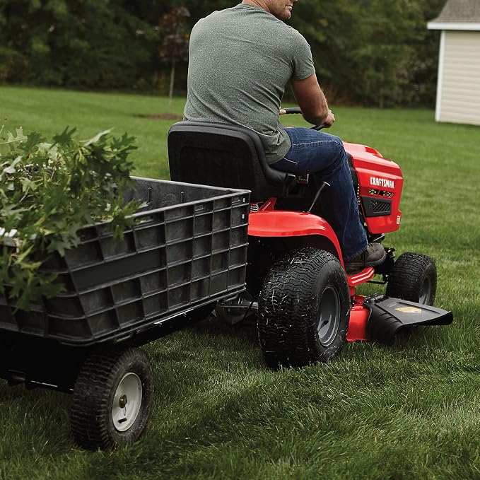 CRAFTSMAN 42" Gas Riding Lawn Mower with 17.5 HP* Briggs and Stratton Single-Cylinder Engine, Gas Lawn Tractor with 7-Speed Transmission, Red/Black (13AN77XSA93)