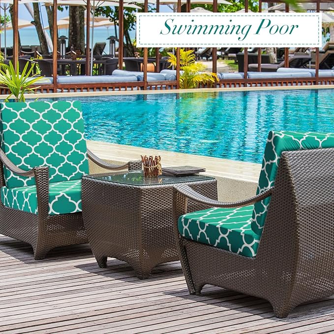 Newwiee 8 Pcs Stretch Patio Outdoor Cushion Covers Waterproof Replacement Sofa Couch Covers for 4 Backrests and 4 Cushions Washable Lawn Garden Seat Furniture Protector(Peacock Blue)