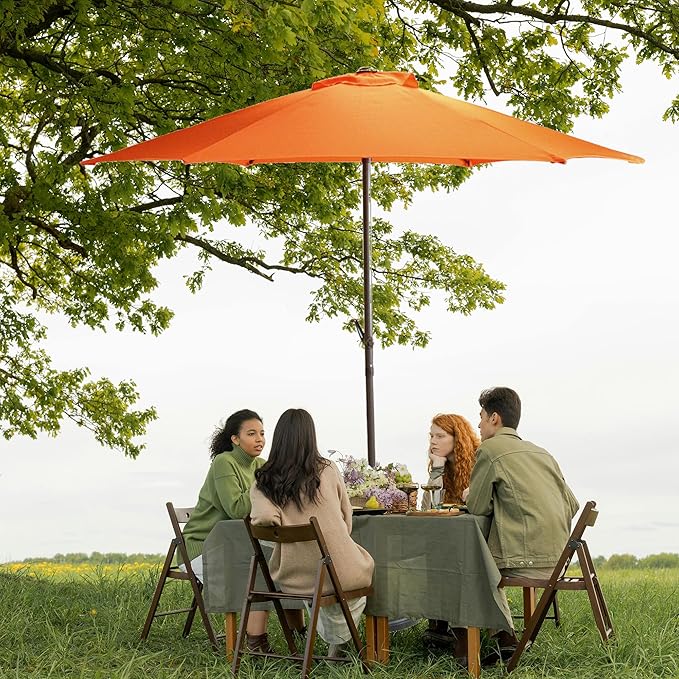 Northlight 7.5' Outdoor Patio Market Umbrella with Hand Crank and Tilt Mechanism - Orange