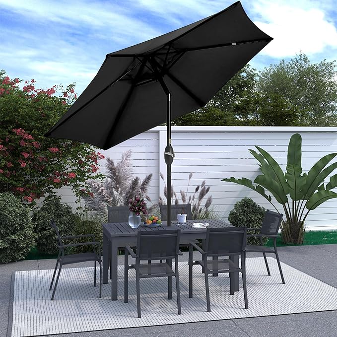 Wisteria Lane Outdoor Patio Umbrella, 7.5' Patio Umbrella, Market Umbrella, Large Outdoor Umbrella, Metal Pole Umbrella with Push Button Tilt and Crank, Polyester Canopy