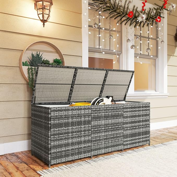 175-Gallon Rattan Deck Storage Box