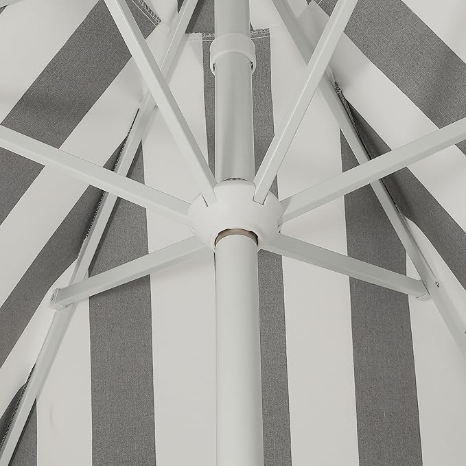 JONATHAN Y UMB1001 Collins 9 ft. Classic Cottage Tassel Market Patio Umbrella with Auto-Tilt, Crank, Wind Vent and UV Protection