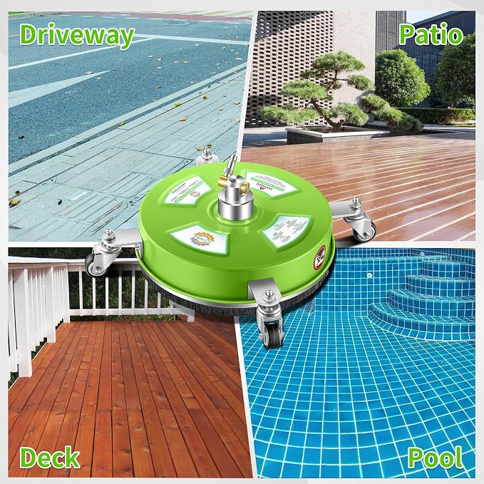PWACCS 14" Pressure Washer Surface Cleaner, Stainless Steel Surface Cleaner for Power Washer, Pressure Washer Attachment for Cleaning Driveways, Patios, Sidewalks, and Decks, 1/4" Quick Connect