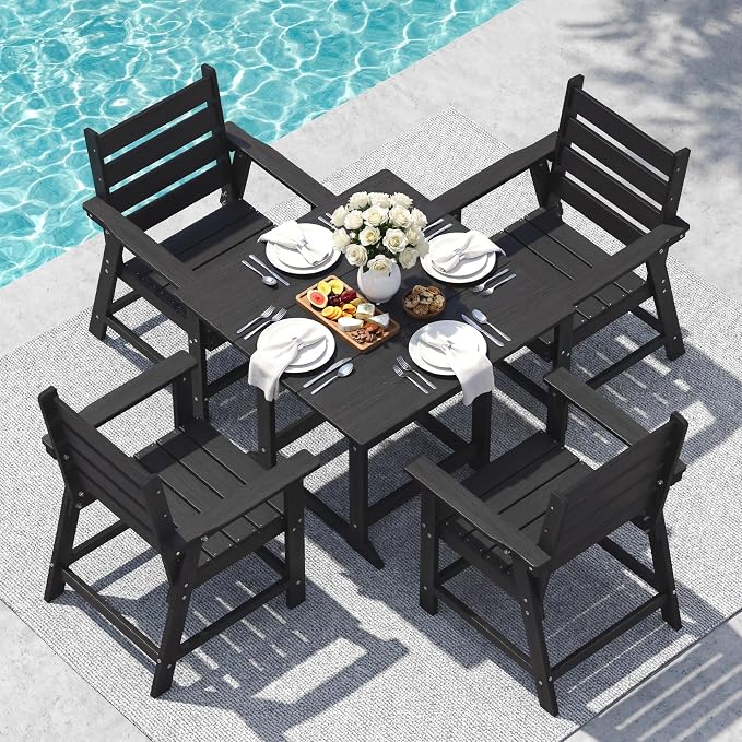 HDPE Dining Chair, Set of 2, Black