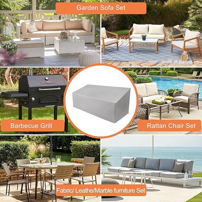 Patio Sofa Cover Waterproof, Heavy Duty 2 Seater Outdoor Bench Loveseat Cover,Patio Furniture Covers for Outside Sofa, Loveseat, Couch, Bench and Glider (Grey, 62.5"Lx35"Wx24/36"H)