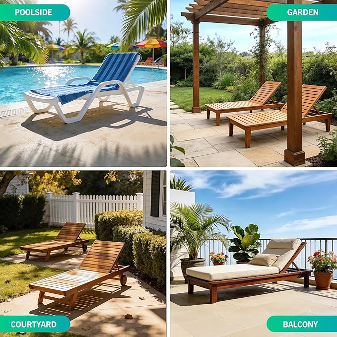 Oiforce Patio Chaise Lounge Cover Outdoor Waterproof, 2 Pack of Pool Lounge Chair Covers for Outside Furniture Covers All Weather Protection, 80" x 30" x 26" H, Black