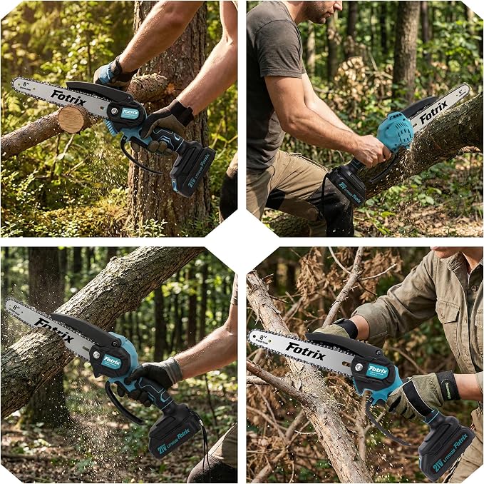 Mini Chainsaw, 8-inch Mini Chainsaw Cordless, Handheld Electric Power Chain Saw with 1 Batteries, for Tree Trimming Wood Cutting, Best Gifts for Father, Dad, Husband, Men