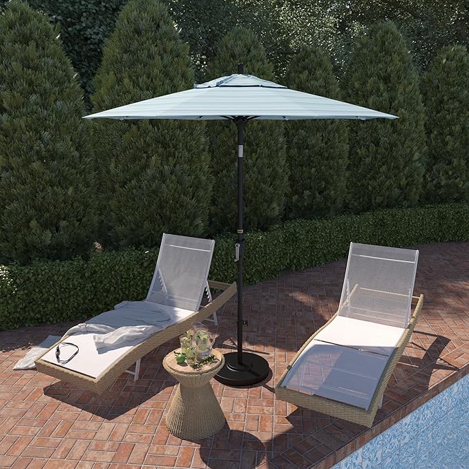 California Umbrella 7.5' Round Aluminum Market Umbrella, Crank Lift
