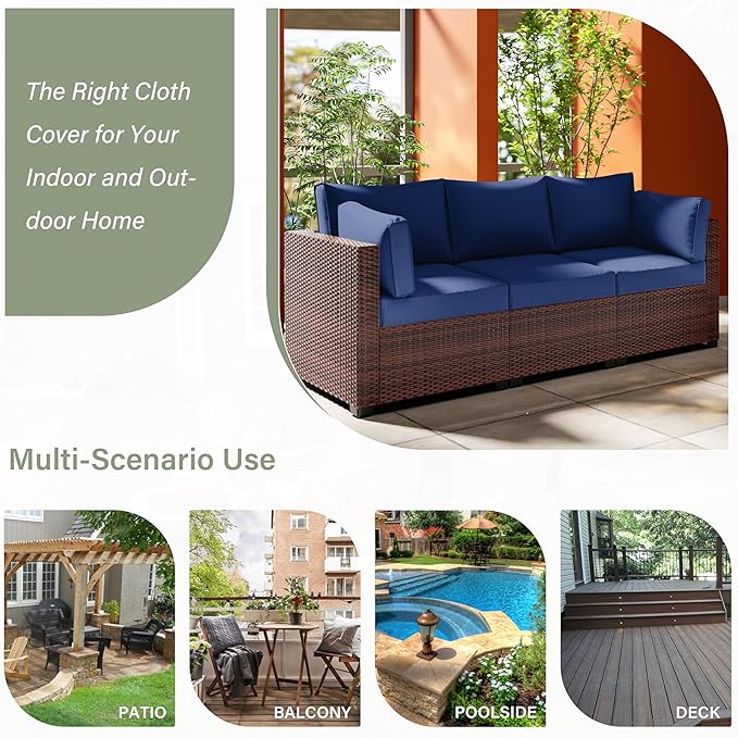 8 pcs Outdoor Cushion Slipcovers Outdoor Patio Cushions Covers Replacement Waterproof with Zipper w/3 Seat Cushion Covers and 5 Backrest Pillow Covers, Covers Only