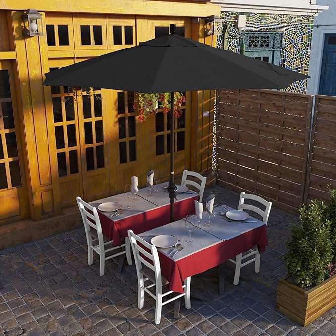 California Umbrella 9' Round Aluminum Market Umbrella, Crank Lift, Collar Tilt, Bronze Pole, Sunbrella Spectrum Cilantro