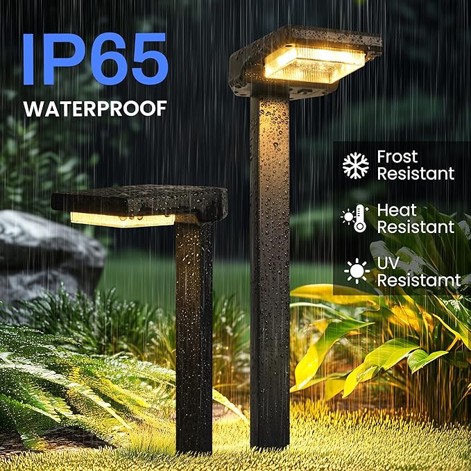 AUDERWIN 6 Pack Color Changing & Sync Smart Solar Pathway Lights, Solar Lights Outdoor Waterproof, 9 Modes (Warm White/Cool White/RGB) Landscape Lighting for Driveway, Walkway, Garden, Yard, Patio
