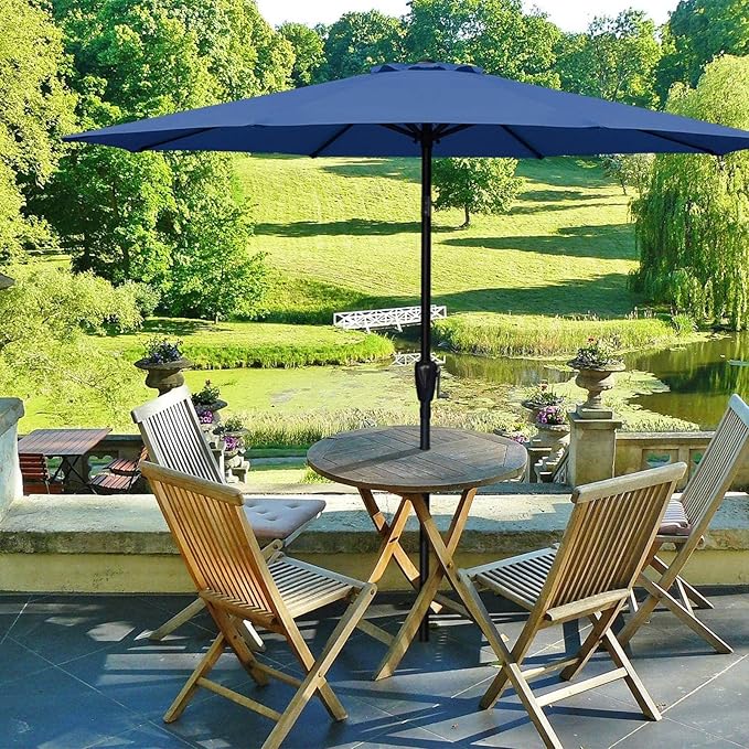 Simple Deluxe Patio Umbrella Outdoor, UV Protection Sunshade with Push Button Tilt/Crank and 8 Sturdy Ribs, for Table Garden Lawn Beach Pool