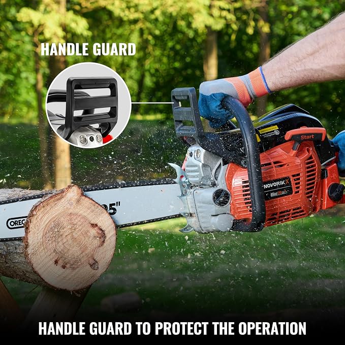 55CC Gas Chainsaw Powered With 2-Cycle Engine 20 Inch Handheld Chain Saw Gas With Automatic Oiler For Tree Trimming Wood Cutting and Land Clearing
