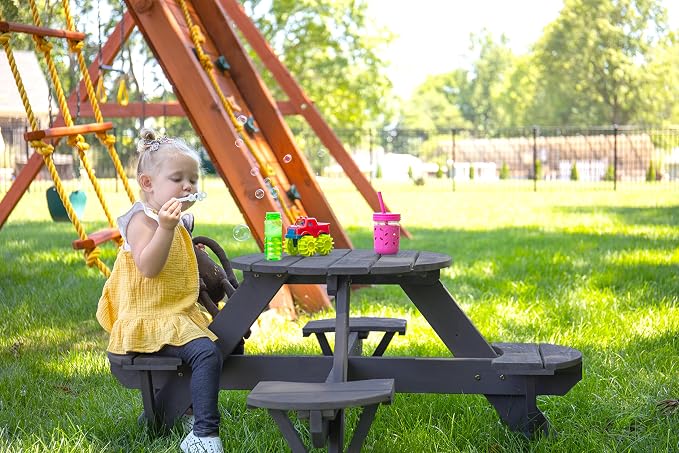 Jack & June Circular Cedar Picnic Table – 100% Cedar Wood – Weather Resistant – Perfect for Outdoor Dining and Entertaining