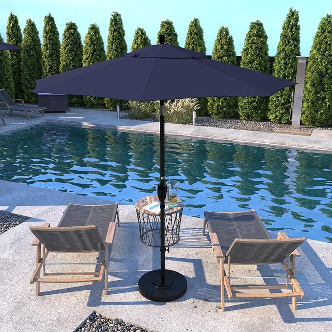California Umbrella 7.5' Round Aluminum Market Umbrella, Crank Lift, Push Button Tilt