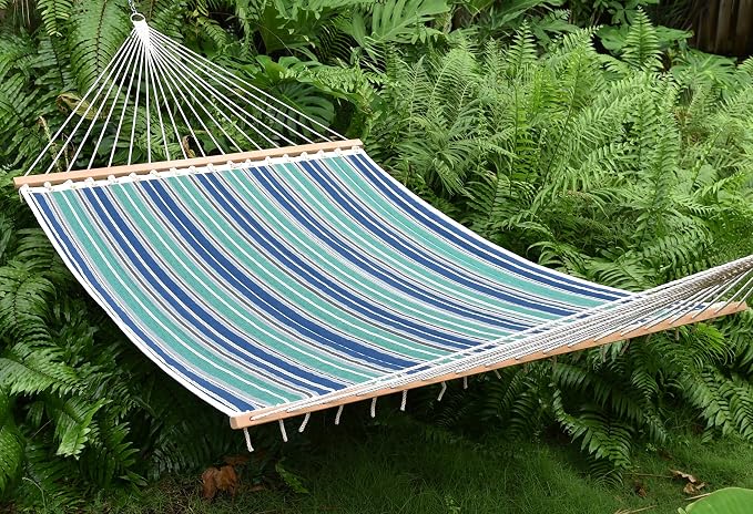 Quilted Hammock (Green & Blue Stripe)