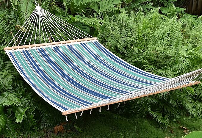 Quilted Hammock (Green & Blue Stripe)