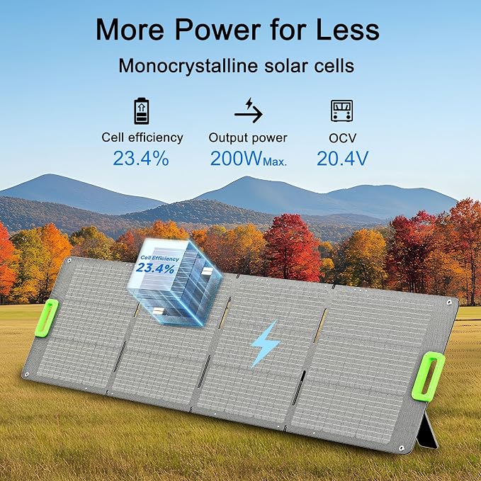 Natures Generator 3840Wh Solar Generator + 2 Packs 200W Folding Panels, Lithium Batteries, 6000W Power Station for Home Backup, RVs, Emergencies, Power Outages, and Outdoor Camping
