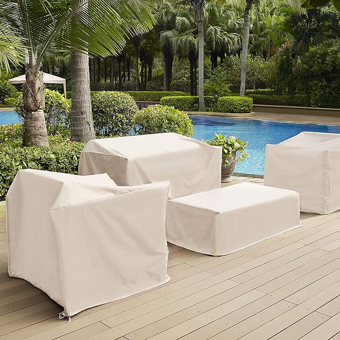 Crosley Furniture Patio Furniture Covers, Waterproof 4-Piece Cover Set for Outdoor Chairs, Loveseat, Table, Tan
