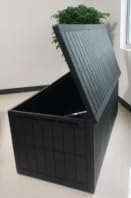 100 Gallon Outdoor Storage Box, Black Resin Deck Box Lockable Storage Bin for Patio Furniture Cushions Pool Accessories Garden Tools, 48.0x24.0x21.2in