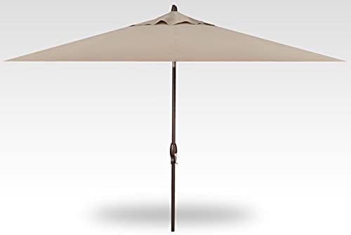 Treasure Garden 8 x 10 ft Patio Umbrella - Rectangular Market Umbrella – Auto Tilt – Bronze Aluminum Frame (Obravia2, Khaki)