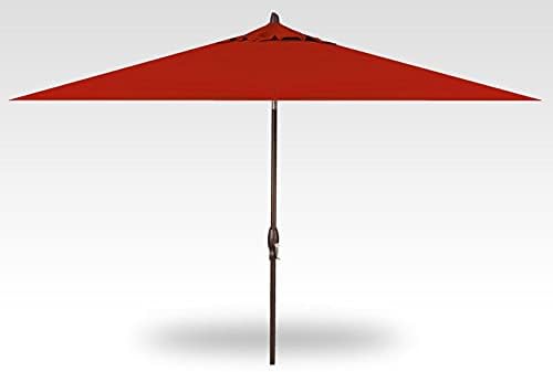 Treasure Garden 8 x 10 ft Patio Umbrella - Rectangular Market Umbrella – Auto Tilt – Bronze Aluminum Frame (Obravia2, Red)