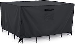 Tempera Patio Furniture Cover, Outdoor Table Covers Waterproof Square, Heavy Duty Deck Furniture Covers for Winter, 96''W x 96''L x 27.8''H, Grey