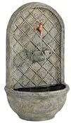 Sunnydaze Messina 26" Outdoor Wall Water Fountain with Pump and Panel - French Limestone - Solar/Battery-Powered