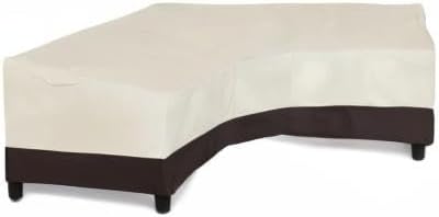 Easy-Going Patio V-Shaped Sectional Sofa Cover, Waterproof Outdoor Sectional Cover, Heavy Duty Garden Furniture Cover with Air Vent 118" L (on Each Side) x 33.5" D x 31" H, Beige/Dark Brown