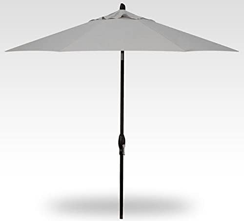 Treasure Garden 9’ Deluxe Auto-Tilt Market Umbrella | Sunbrella® Fade Resistant Fabric | Crank Tilt System | Large Octagon Canopy | Outdoor Patio, Deck, Pool, Backyard | Cast Silver | Black Frame