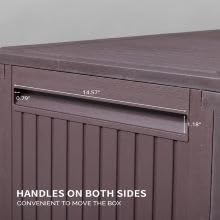 90 Gallon Outdoor Storage Box with Seat Lockable Deck Box Waterproof Brown Plastic Patio Storage Bench Patio Cushions Garden Tools Organizer UV Resistant for Furniture Polypropylene Resin
