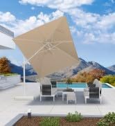 PURPLE LEAF 10 FT Right-left Tilt Patio Umbrella Swivel White Cantilever Umbrella with Tilt Aluminum Outdoor Umbrella with 360° Rotation for Deck Pool Garden, Beige
