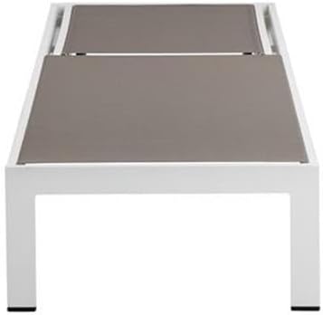 Pemberly Row 11-Piece Modern Aluminum Patio Dining Set, Gray/White Finish, Includes 71-Inch Dining Table, 6 Stackable Chairs, 4 Reclining Loungers, Durable Weather-Resistant Outdoor Furniture for