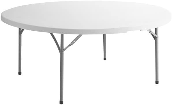 Pack 30 72 Inches / 180 Cm / 6 Foot White Folding Table Round Large Plastic Table Round Party Tables Granite Outdoor Table White Round Folding Table 6 Ft Banquet Table Plastic Round Folding Table