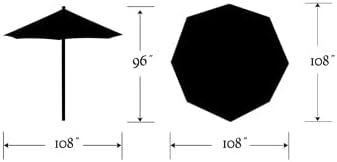 9' Octagonal Wooden Market Umbrella with Pulley System, Wood Frame, Maple Handle, Acrylic Canopy, UV Blocking, Patio Use
