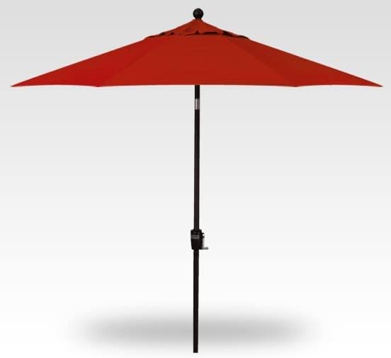 Treasure Garden 7.5ft Patio Umbrella – Outdoor Market Umbrella – Push Button Tilt – Black Aluminum Frame (O'bravia, Red)