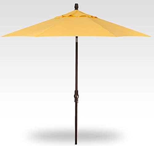 Treasure Garden 9-Foot Starlux Deluxe Collar-Tilt Market Umbrella with Bronze Frame and Obravia2 Fabric: Lemon