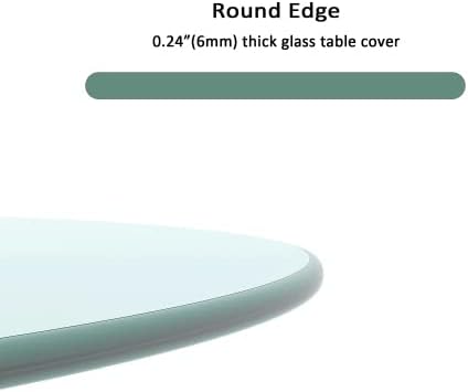 36" Round Glass Table Top - 1/4" Thick Round Polished Edge Tempered Glass, Replacement Glass Top for Kitchen/Patio Table