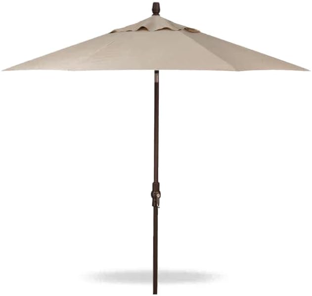 Treasure Garden 9 FT Auto Tilt Market Umbrella with USB Port, Aluminum Pool Umbrella, Fade Resistant, Snap-N-Lock Assembly (9-FT Starlux Collar-Tilt Sunbrella Antique Beige w/Bronze Frame)