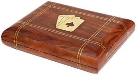 Premium Wooden Playing Card Box for 2 Decks – Handmade Double Deck Card Holder, Solid Wood Storage Case, Gift for Poker & Card Game Lovers (6.5x4.5 inch)