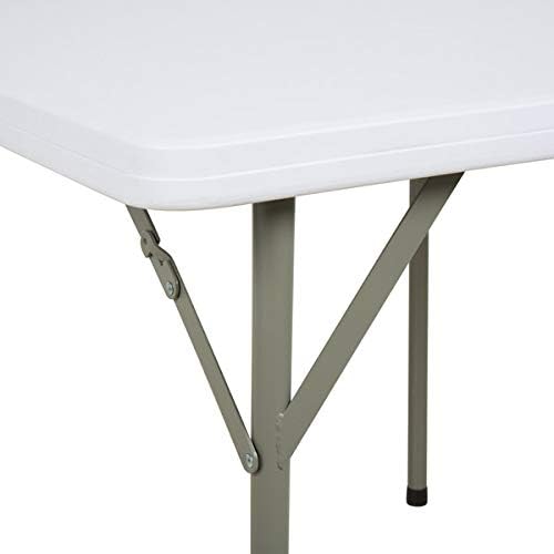 PRO&Family 48" Round Heavy Duty Granite White Plastic Bi-Folding Table Perfect for Indoor, Outdoor, Wedding, Restaurant, School, Hospital, Backyard, Garden, Office